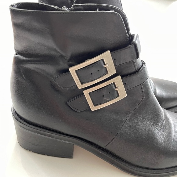 Vintage Leather Boots w/ Double Buckle - 8.5 - Picture 2 of 7